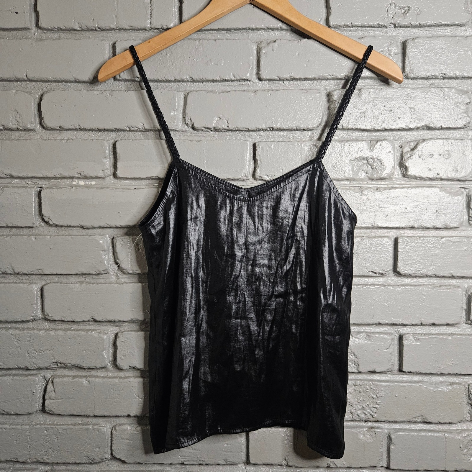 The Range Lucid Black Satin Bra Top Braided Straps Camisole Th0v04lq New $175